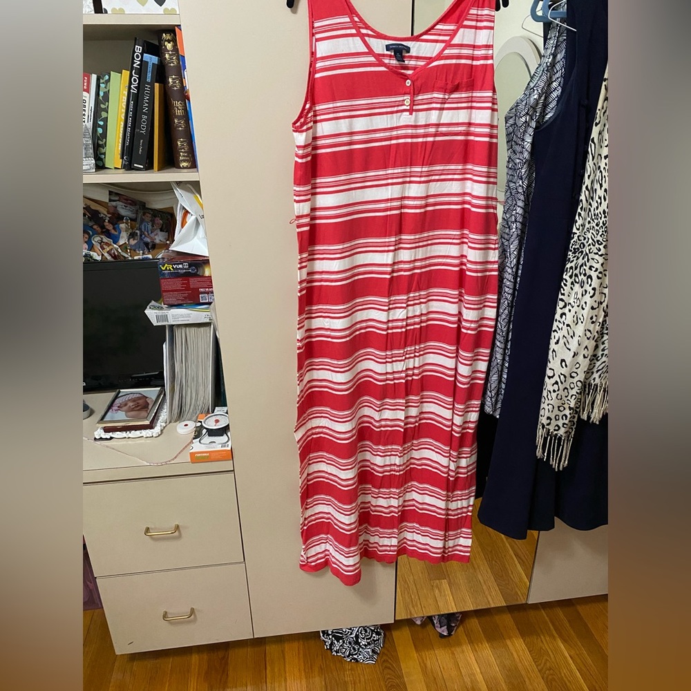 Pink and white maxi dress